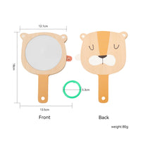 Natural Bear Mirror with Loop Smooth Wooden Handheld Mirror Compact Toy Educational for Toddlers, Playroom