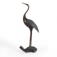 Crane Statue with Turtle Support Decorative Crane Sculpture on the Turtle Artistic Decor for Adults, Study, Living Room, Office
