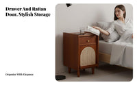 Narrow Rattan Bedside Cabinet Vintage design Narrow Rattan Nightstand for Hallway