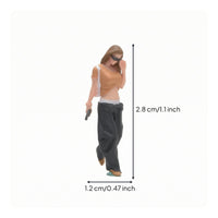 Hand-Painted Resin Figurine Dark Pants Walking Woman Figurine Phone Accessory