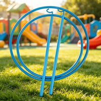 Easy to Install Hoop Toy with Rods Plastic Coordination Training Hoop Cylindrical Fitness Hoop Smooth for Children, Toddlers, Home, Classroom
