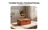Latch Closure Vintage Wooden Box Multipurpose Wooden Treasure Chest Multi-Purpose Wood Box with Clasp Great Gift for Children, Students, Collectors, Office, Study Room, Bedroom, Bookshelf
