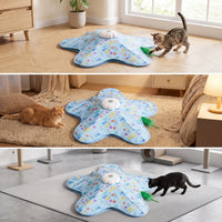 Cat Toy with Play Mat Feathered Feather Teaser Cat Toy Low-Height for Kittens