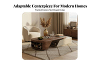 Minimalist design double-levellevel Wooden Coffee Table Vintage Aesthetic Living Room Furniture mid-century modernmid-century modern-mid-century modern-century modern Modern Design Sturdy Frame for Homeowners, Apartment Dwellers, Families, Lounge Area, Sm