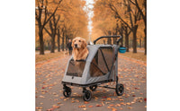 Spacious Pet Stroller with Rain Cover Roomy Pet Stroller with Mesh Panels Breathable Safe for Dogs, Cats, Outdoor Walks, Travel, Park