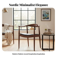 Round spine Armchair Nordic Design Dining Chair sturdy Wood Construction Padded Seat for homeowners, Adults, perusing corner