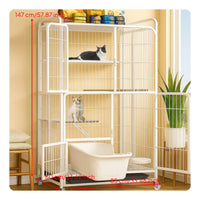 Cat Cage Litter Box Large Indoor Cat House Rolling Cat Playpen Waste Containment Unit Foldable Structure Secure Door Locks Suitable for Gift Giving Home Decoration
