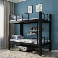 Metal Bunk Bed Space-Saving Bunk Bed with Ladder Black Furniture for Students, Roommates, Dorm Room, Shared Apartment Housing