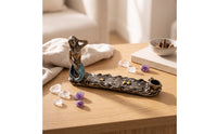 Mermaid Scented Holder with Tray | sea-Themed, Bronze Finish, Mermaid scented cone Holder, for Meditation