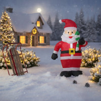 Standing Inflatable Santa Figure Multicolor Inflatable Santa Festive Decoration Warm for Yard, Storefront, Party