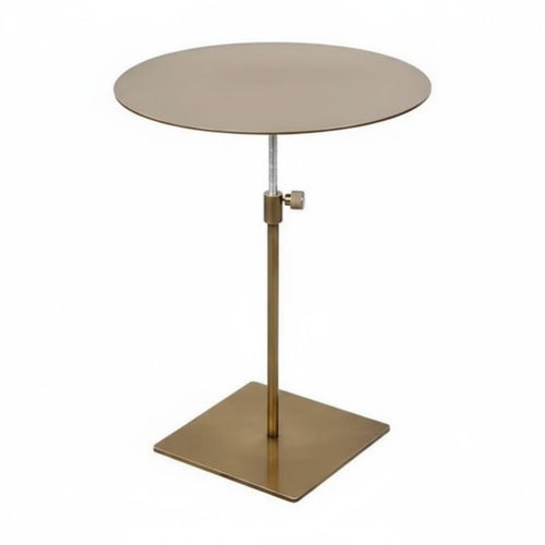 Adjustable Pedestal Table Movable Round Drink Stand Brushed Finish for Bedroom