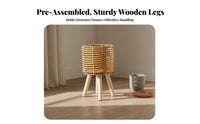 Woven Planter Stand Materials Rattan Basket Plant Holder Solid Wood Legs Tripod Plant Stand for Living Room