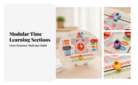 Printed English Labels Calendar Clock Board Movable Hands Clock Calendar Board Sliding Pieces Teaching Aid Colorful for Preschoolers, Children, Teachers, Classroom