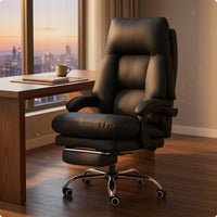 Reclining Office Chair Rolling Casters Chair with Footrest Swivel Seating Furniture for Enthusiasts