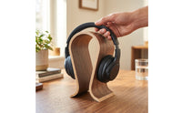 Wooden Headphone Stand Sculptural Arched Headphone Holder Arch Bridge Wooden Headset Holder for Gaming Aficionados, Professionals, Home Office