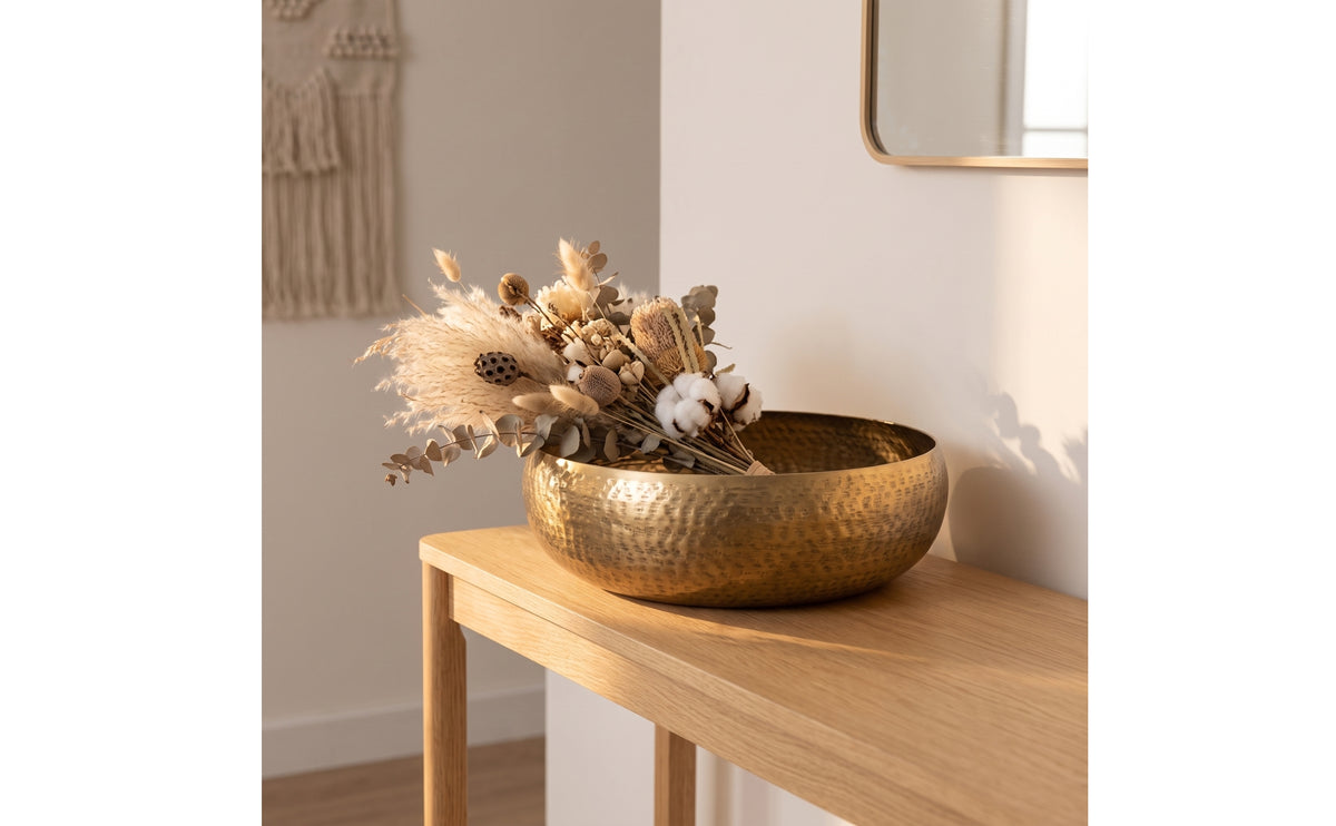 Hammered Metal Bowl Textured Bowl with Hammered Finish Shallow for Tabletop, Entryway Table, Living Room