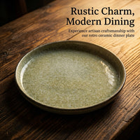Retro Ceramic Dinner Plate, 10.8-inch Round