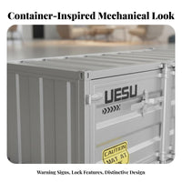 Utilitarian design Shipping Container Chest Metal detailing Trunk Coffee Table Large Capacity Storage Furniture Multi-Functional for Interior Decorators, Business Owners, Living Room, Office Lounge, Cafe, Entryway