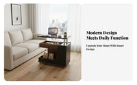 Adjustable Sofa Side Table with Rotating Top Mobile Laptop Cart Coffee Table Storage Cart Built-in Speaker and USB Port for Daily Use Suitable for Apartment Dwellers Living Room Home Office Bedside