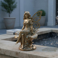 Bronze Finish Fairy Sculpture Resin Material Flower Fairy Statue for Yard