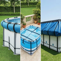 6 Pieces Adjustable Pool Cover Fastening Strap Nylon Pool Cover Strap Kit with Buckles Hook-and-Loop Secure