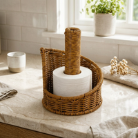 Imitation rattan Tissue Holder Desktop Basket Tissue Stand Freestanding Toilet Paper Dispenser