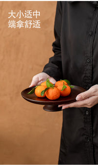 Bamboo High-Footed Fruit Tray for Living Room Snacks and Nuts