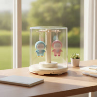 Rotating doll Display Box Clear Display Box with Hooks Space-Saving for Tabletop, Shelf