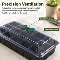 24-Cell Seedling Tray, Propagation Tray with Clear Dome & Adjustable Vent, Reusable Germination Tray for Home Gardeners, Black