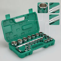 Metric Socket Wrench Set Chrome-Finished Socket Set with Storage Case Mirror Polished Tool Portable for Mechanics, DIYers, Garage, Workshop