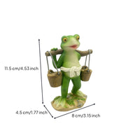 Cute Frog Figurine with Shoulder Pole Whimsical Cartoon Frog Statue Decorative Sculpture Funny for Collectors, Living Room, Bookshelf, Office, Plant Display