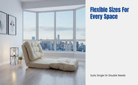 Lazy Sofa Bed, Foldable Woven Mat, Adjustable Backrest, Waterproof Fabric, Living Room, Bay Window