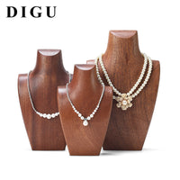Digu Solid Wood Bust Display Stand for Necklaces and Jade