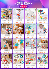 Happy Monkey Hanging Baby Crib Toy with Rattle, Newborn Bed/Car Clip