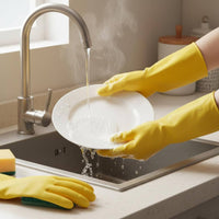 Yellow Dishwashing Gloves All-Purpose Reusable Latex Household Cleaning Mitts for Women, Men, General Housekeeping, Laundry