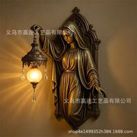 跨境爆款美人鱼壁灯树脂工艺品创意装饰灯摆件高级感小众复古欧式