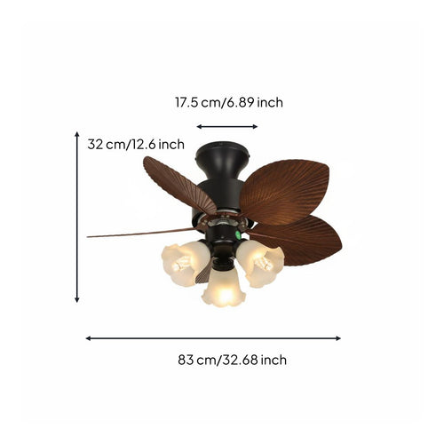Retro Overhead Fan Light Decorative Vanes Antique Fan Lamp three color dimming for Bedroom, Study