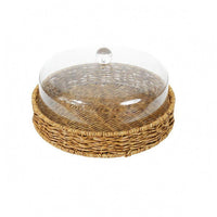 Cake Tray with Dome Domed Cover Woven Food Dome Warm Brown