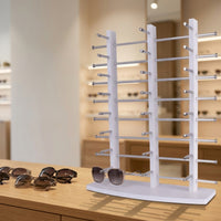 Countertop Eyeglass Display Rack Desktop Eyewear Display with Wooden Base Open-Design Sunglass Holder Stand Easy Access for Retailers, Collectors, Optical Shops