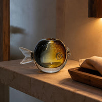 Amber-Hued Glass Vase Artistic Design Decorative Glass Vase Stable Base