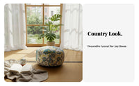Round serpentPrint Pouf Thick and Comfortable Mandala Pillow with fringe balls