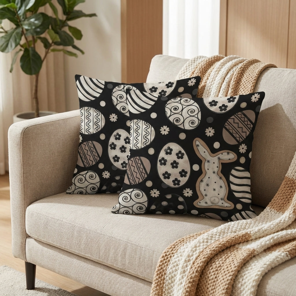2 Pieces Easter Pillow Case Festive Decoration Decorative Throw Pillow Cover Invisible Zipper Sofa Pillow Cover for Animal Lovers, Bedroom, Couch, Bed