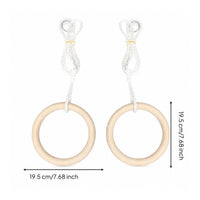 Adjustable Wooden Gymnastic Rings Secure Gym Rings with Rope Load-Bearing Heavy Duty for Backyard