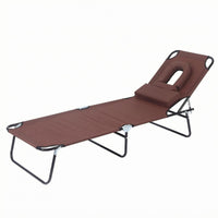 Folding Lounge Chair Metal Frame Reclining Cot Portable for Sunbathing Area