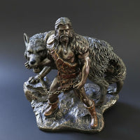 Viking-Era God Tyr Statue Antique Look Viking-Era God Statue Tyr and Mythic Wolf Figurine Hand-Painted Intricacies Viking