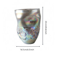 Decorative Glass Vase Spiraling Relief Handmade Glass Vase Smooth Reflective Surface Room Decor