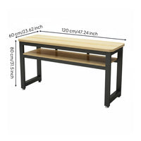 Classroom Table and Stool Set Rounded Corners Double Pupil Study Desk Stable Construction 2 Person Student Desk with Shelf for Home Office, Playroom