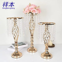 European Style Electroplated Crystal Flower Stand for Weddings