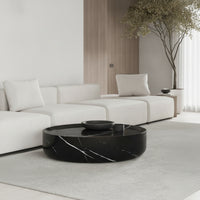 Drum Coffee Table Fully Assembled Round Coffee Table Table Sculptural Furniture for Living Room