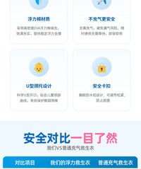 救生衣儿童女男孩大浮力背心宝宝游泳浮力背心免充气游泳圈便携式